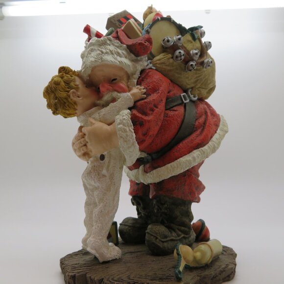 Christmas Santa Figurine Vintage Saturday Evening Post Embracing Hug Child Gifts - Picture 10 of 16
